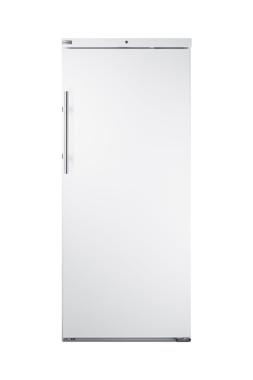 Upright commercially listed manual defrost freezer with lock